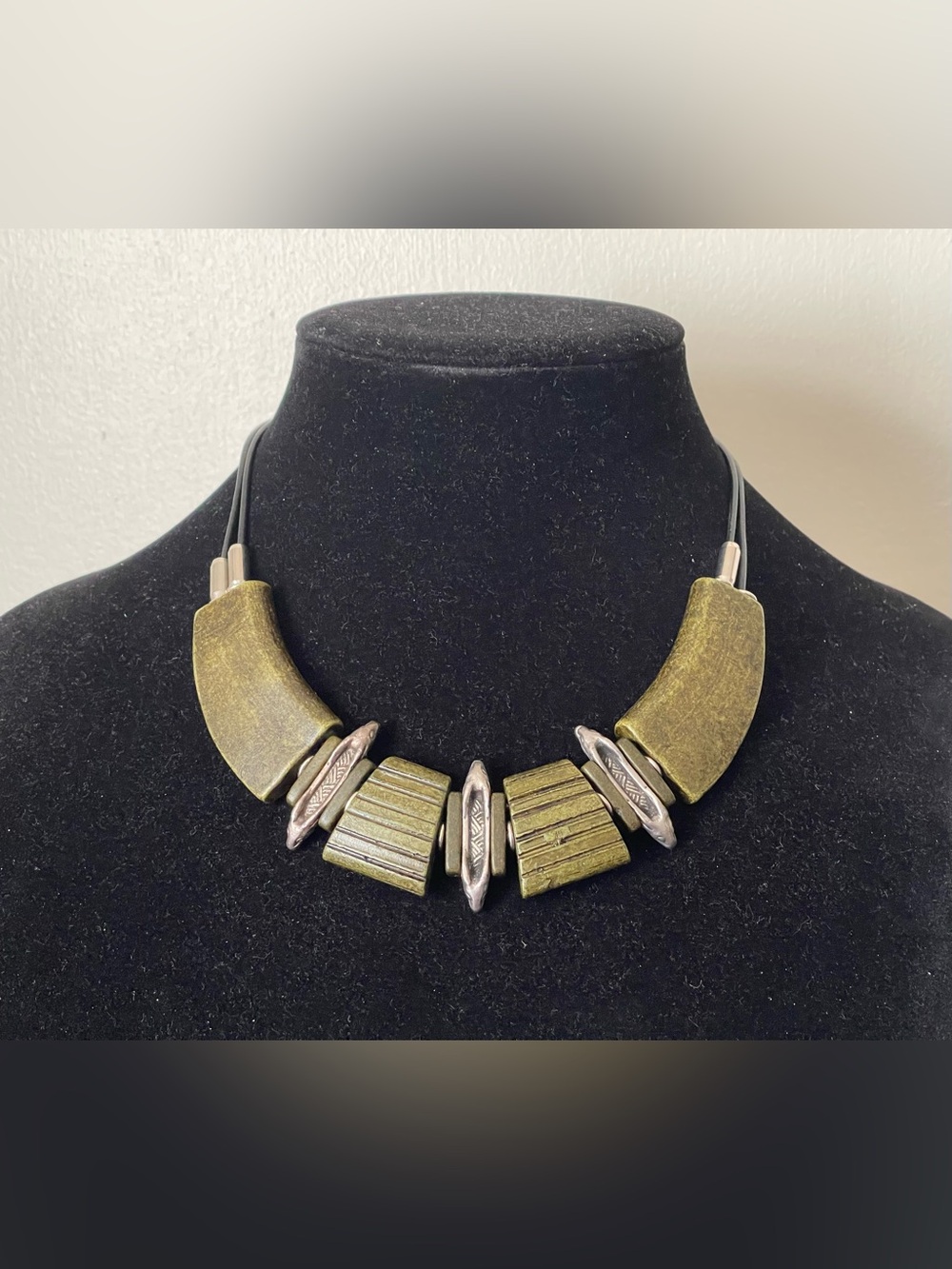 Olive Green Contemporary Statement Necklace